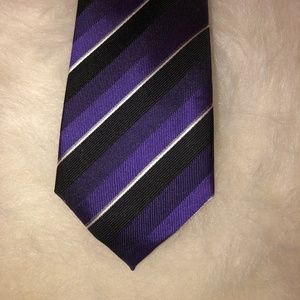 NEW Alfani Madison Purple Black Stripe Tie Silk